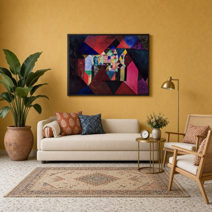 Immerse yourself in a vibrant world with 'Geometric Symphony,' an abstract masterpiece showcasing a for Sitting Lounge