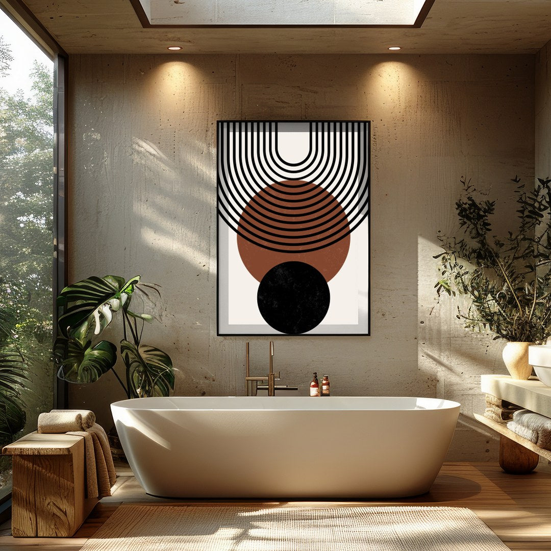 Elevate your space with this stunning geometric wall art, featuring a harmonious blend of circles for Bathroom