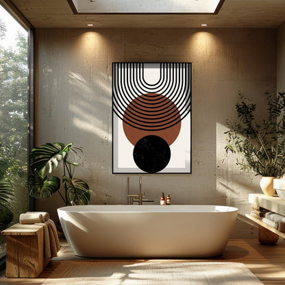 Elevate your space with this stunning geometric wall art, featuring a harmonious blend of circles for Bathroom
