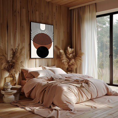 Elevate your space with this stunning geometric wall art, featuring a harmonious blend of circles for Bedroom