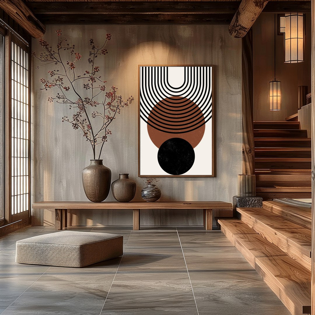 Elevate your space with this stunning geometric wall art, featuring a harmonious blend of circles for Hall