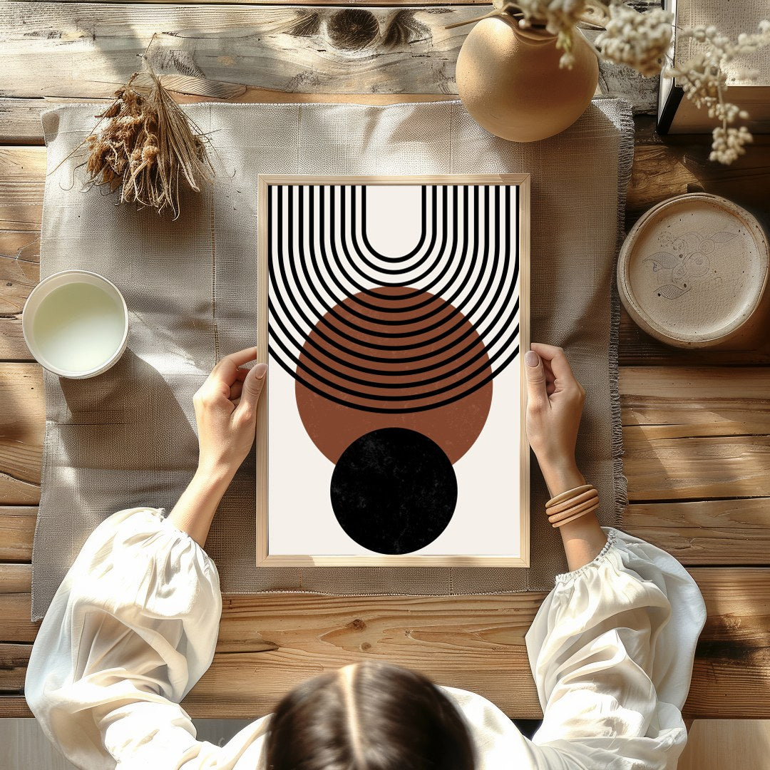 Elevate your space with this stunning geometric wall art, featuring a harmonious blend of circles for Kitchen