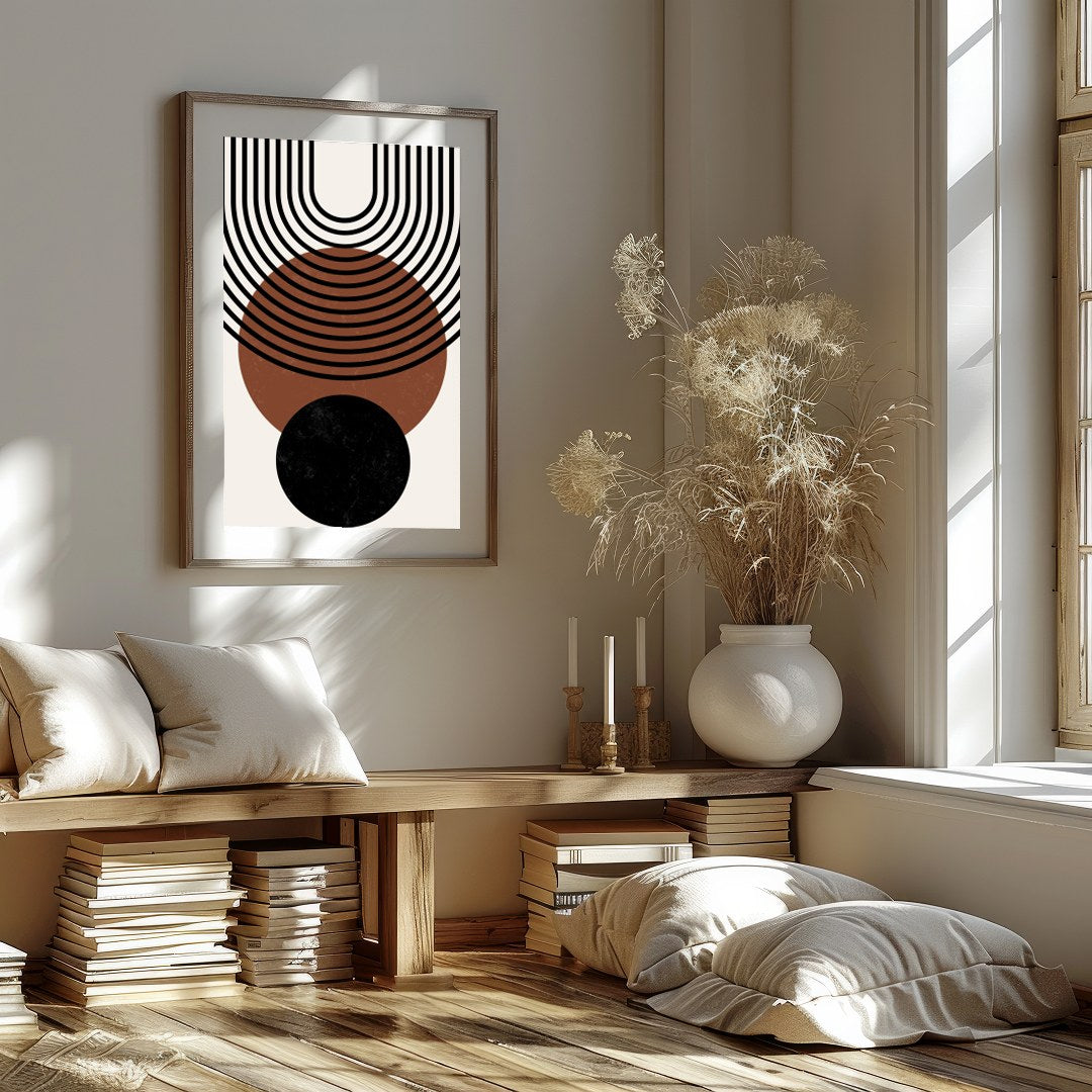 Elevate your space with this stunning geometric wall art, featuring a harmonious blend of circles for place