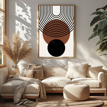 Elevate your space with this stunning geometric wall art, featuring a harmonious blend of circles for Sitting Area