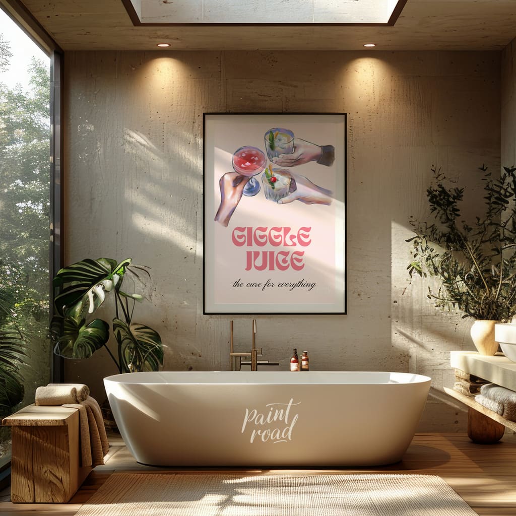 Giggle Juice Painting available online at Paint Road for only Giggle Juice showing aesthetic art and bar