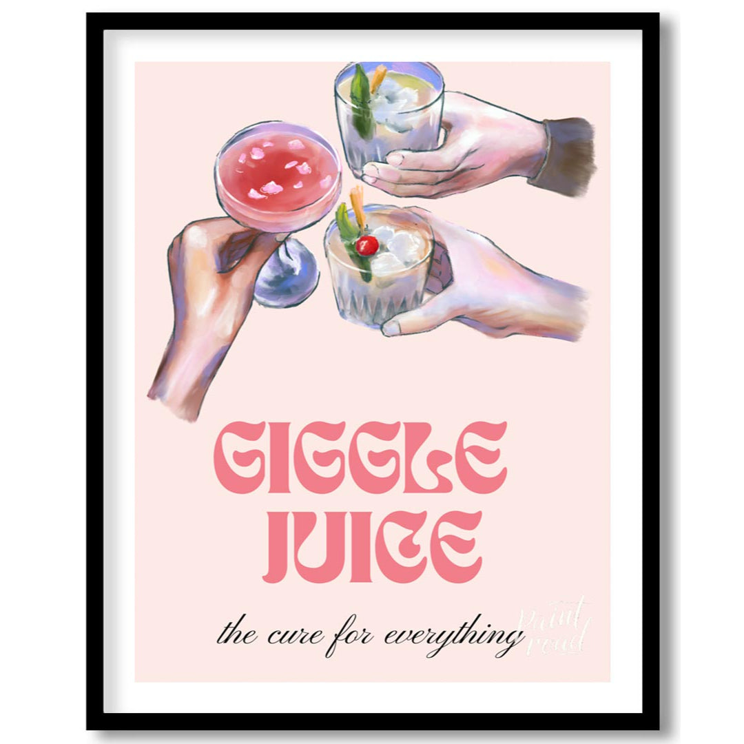 A whimsical illustration of friends raising glasses of colorful cocktails, with the playful tagline… for sweet home