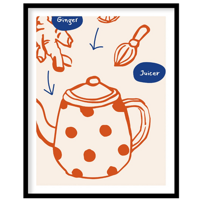 This informative and visually appealing poster illustrates the simple process of making ginger tea.… for home