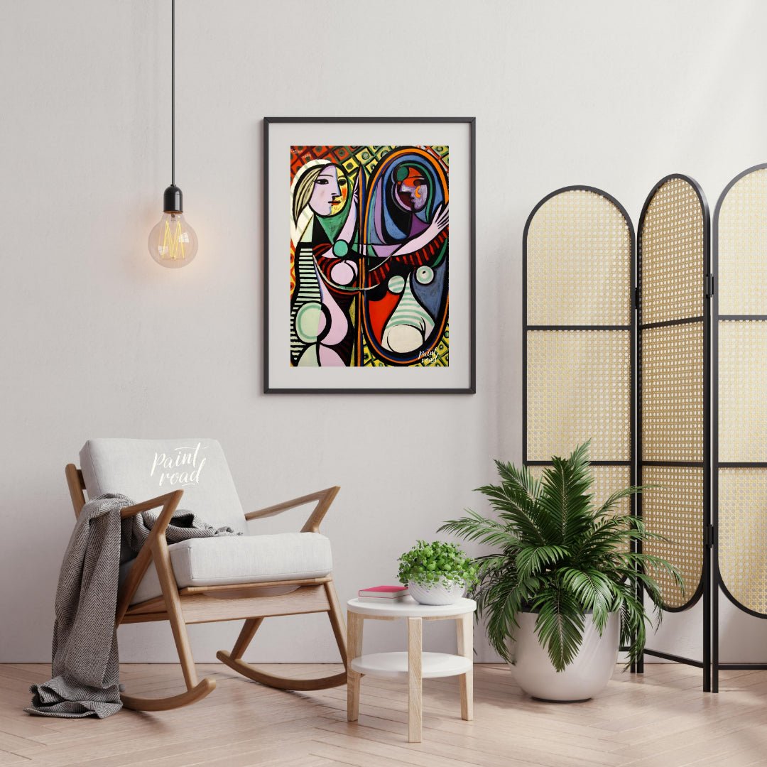 “Girl Before a Mirror,” painted by Pablo Picasso in 1932, is one of his most celebrated and psychol… for living room