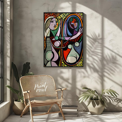 “Girl Before a Mirror,” painted by Pablo Picasso in 1932, is one of his most celebrated and psychol… for outdoor