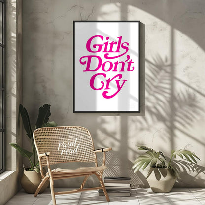 This contemporary graphic art print boldly presents the phrase “Girls Don’t Cry” in a distinctive, … for other