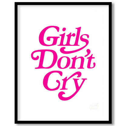 This contemporary graphic art print boldly presents the phrase “Girls Don’t Cry” in a distinctive, … for room