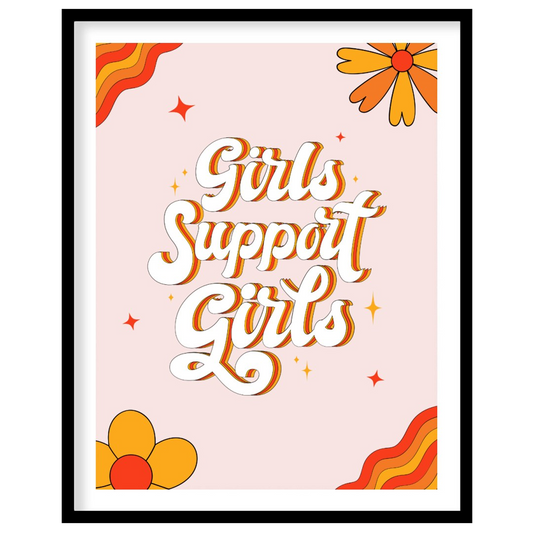 This vibrant and empowering graphic proudly displays the message “Girls Support Girls” in a bold, r… for abode