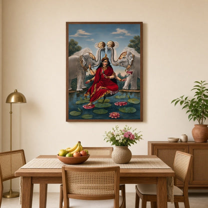 Immerse yourself in the divine grace of Goddess Lakshmi, beautifully rendered in this exquisite for Dining