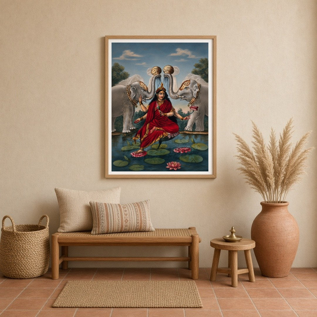 Immerse yourself in the divine grace of Goddess Lakshmi, beautifully rendered in this exquisite for Entrance
