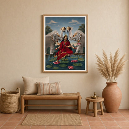 Immerse yourself in the divine grace of Goddess Lakshmi, beautifully rendered in this exquisite for Entrance