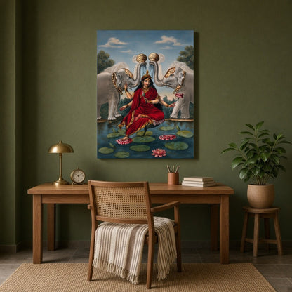 Immerse yourself in the divine grace of Goddess Lakshmi, beautifully rendered in this exquisite for Study