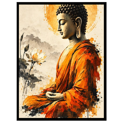 Immerse yourself in the serene elegance of our Golden Aura: Buddha in Contemplative Lotus for home