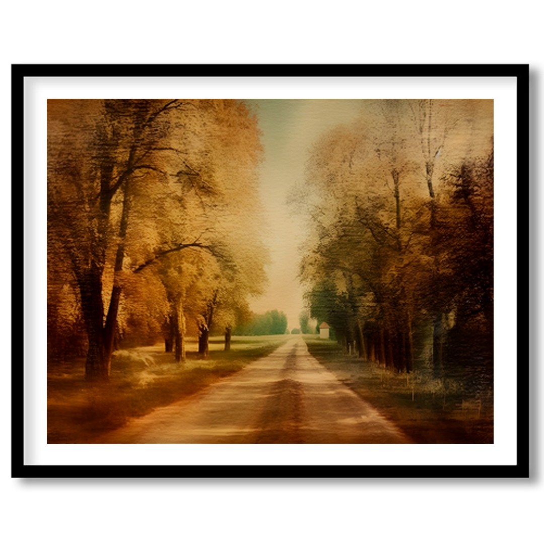 Immerse yourself in the tranquility of autumn with this stunning wall art piece. Featuring a sunlit for loft