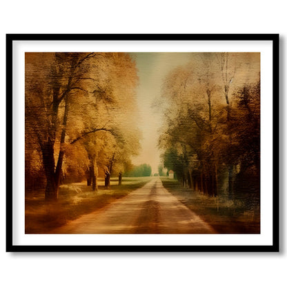 Immerse yourself in the tranquility of autumn with this stunning wall art piece. Featuring a sunlit for loft