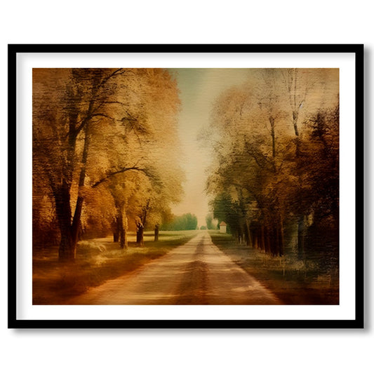 Immerse yourself in the tranquility of autumn with this stunning wall art piece. Featuring a sunlit for loft