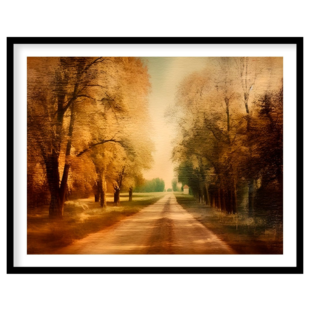 Immerse yourself in the tranquility of autumn with this stunning wall art piece. Featuring a sunlit for loft