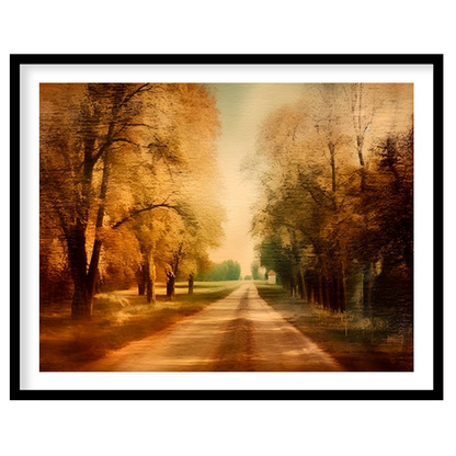 Immerse yourself in the tranquility of autumn with this stunning wall art piece. Featuring a sunlit for loft