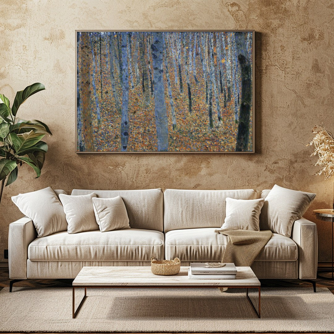 Immerse yourself in the serene beauty of a birch forest captured in stunning detail. This for Family Room