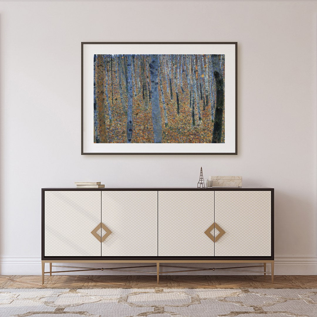 Immerse yourself in the serene beauty of a birch forest captured in stunning detail. This for Foyer