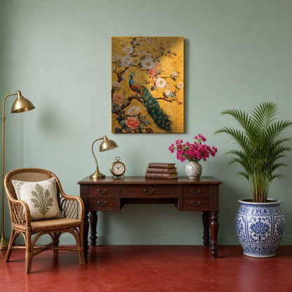 Immerse yourself in the opulence of nature's finest with this majestic depiction of a peacock for Study