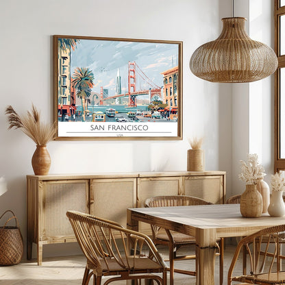 Experience the iconic beauty of San Francisco with this stunning piece of wall art. Featuring the for Dining
