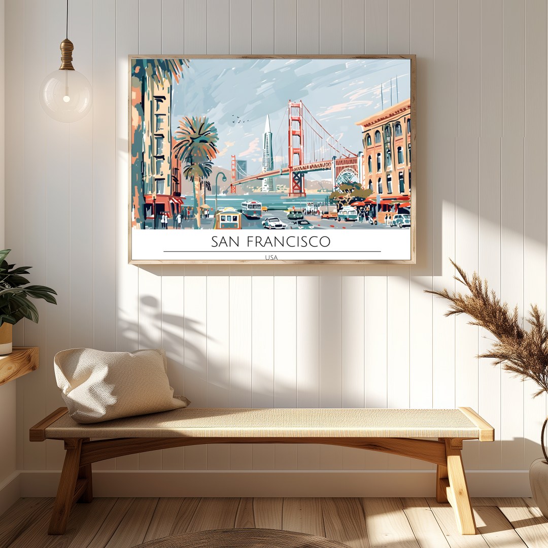 Experience the iconic beauty of San Francisco with this stunning piece of wall art. Featuring the for Hallway