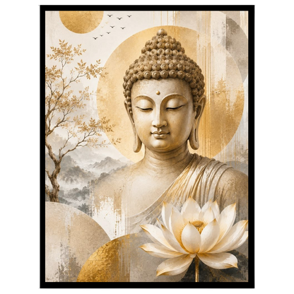 Immerse yourself in the tranquil presence of Lord Buddha portrayed in this exquisite artwork. for place