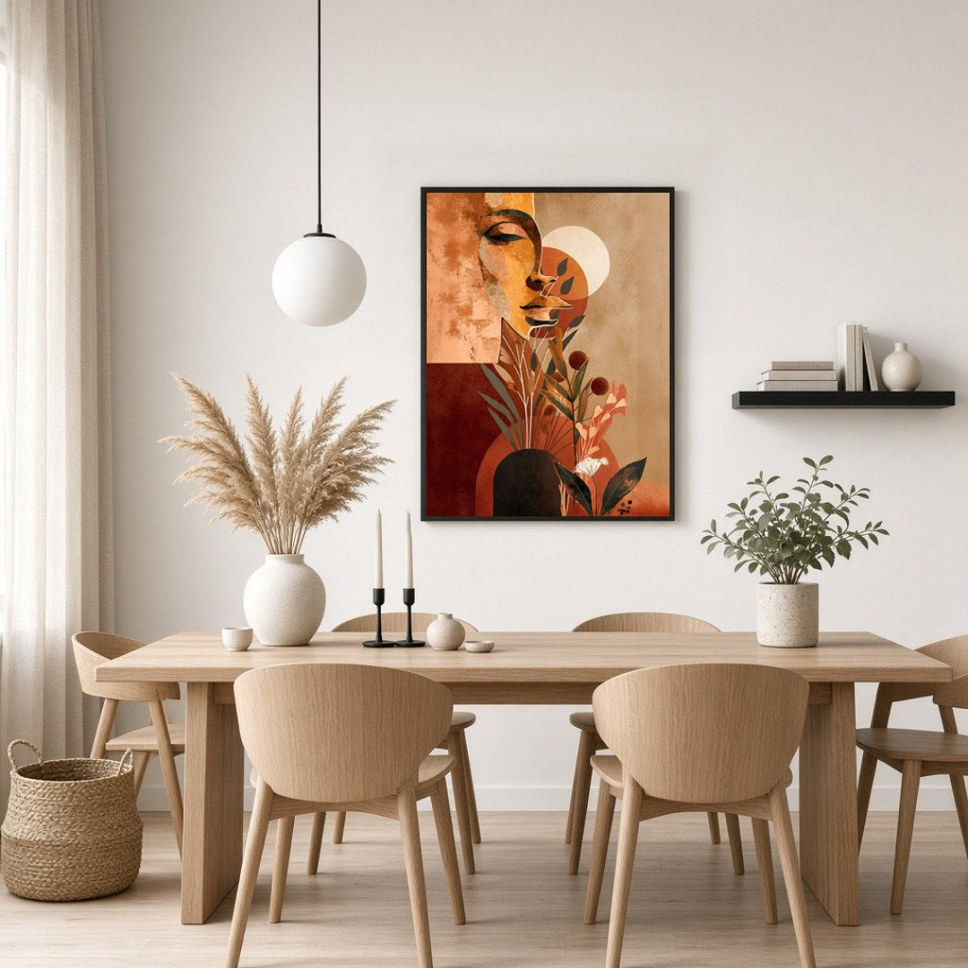 Immerse your space in the allure of the abstract with this contemporary art print, capturing a for Dining