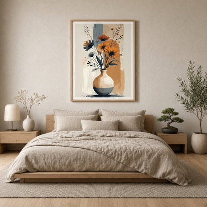 This exquisite artwork brings a modern touch to traditional floral compositions, showcasing vibrant for Bedroom