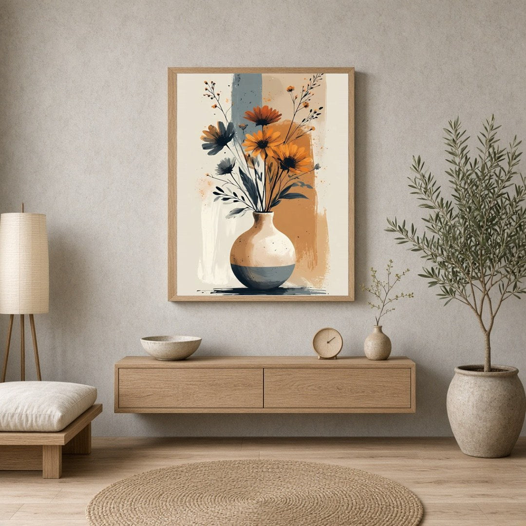 This exquisite artwork brings a modern touch to traditional floral compositions, showcasing vibrant for Entrance