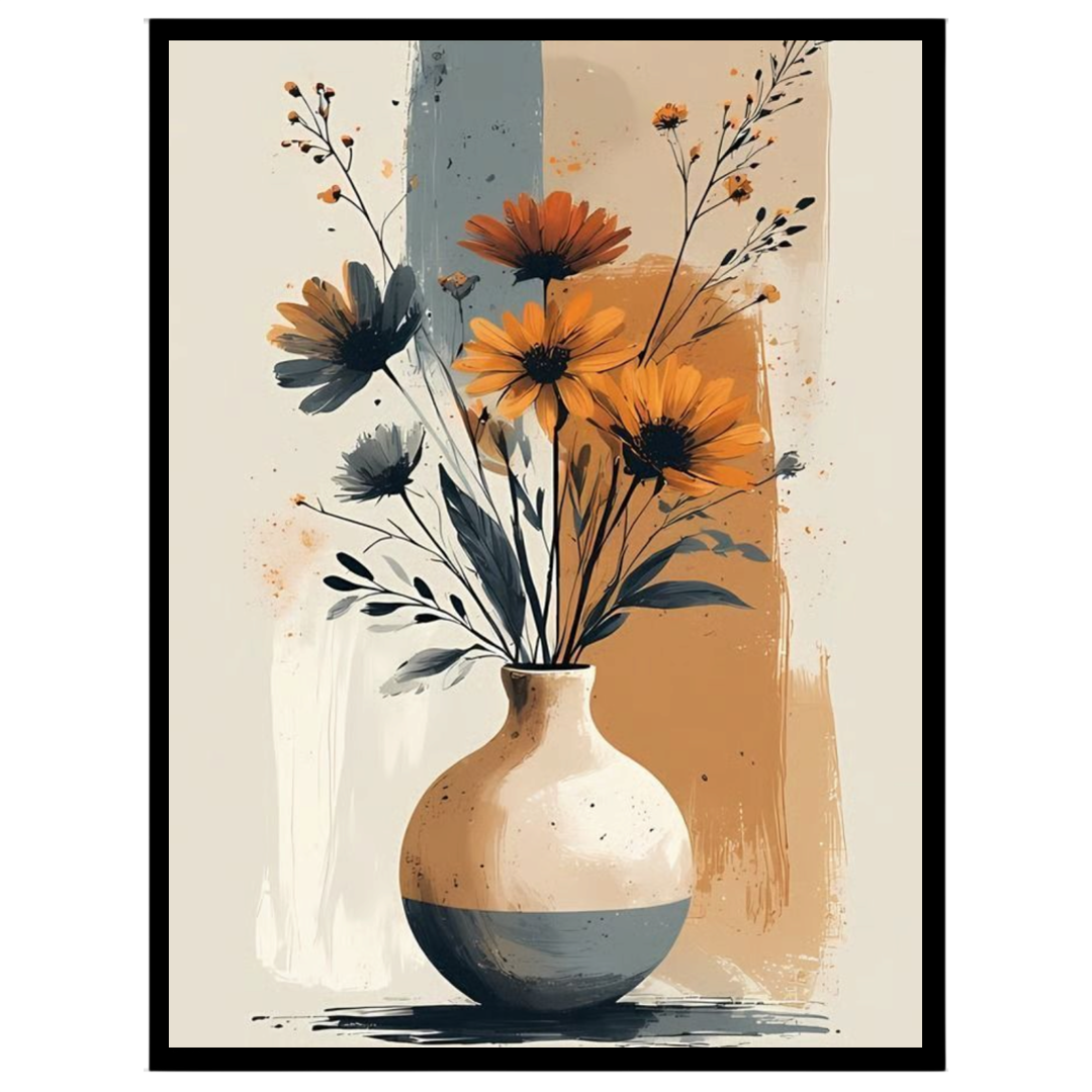 This exquisite artwork brings a modern touch to traditional floral compositions, showcasing vibrant for gallery