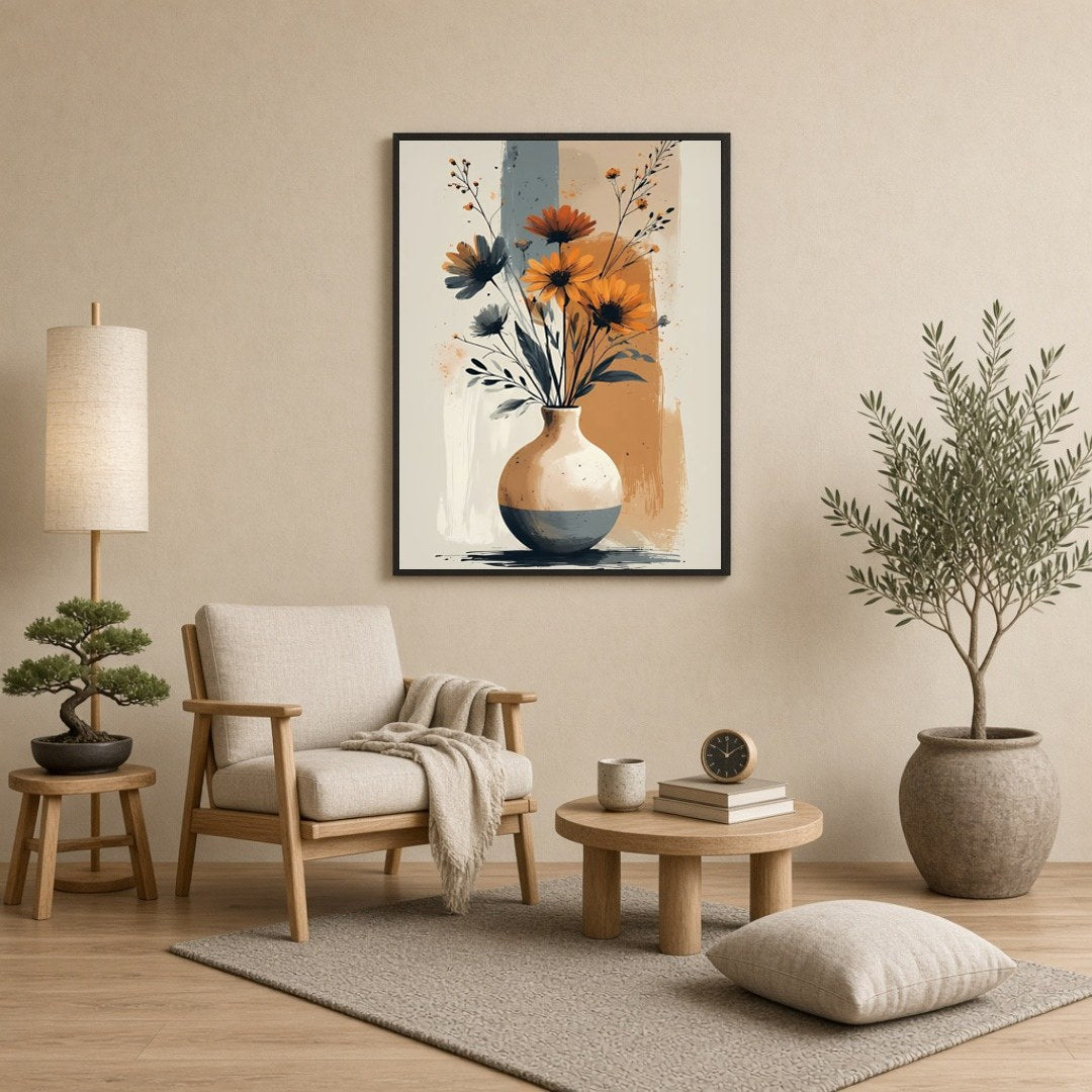 This exquisite artwork brings a modern touch to traditional floral compositions, showcasing vibrant for Reading Nook