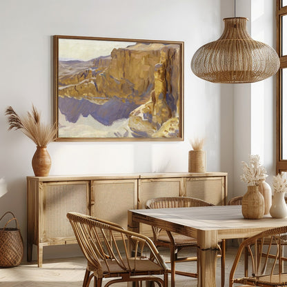 Immerse yourself in the tranquil beauty of this desert canyon landscape, where the golden rocks for Dining