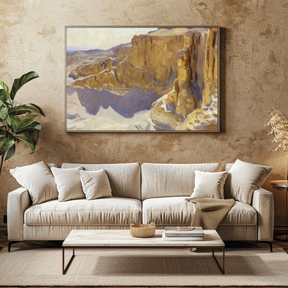 Immerse yourself in the tranquil beauty of this desert canyon landscape, where the golden rocks for Family Room