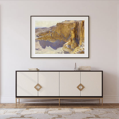 Immerse yourself in the tranquil beauty of this desert canyon landscape, where the golden rocks for Foyer