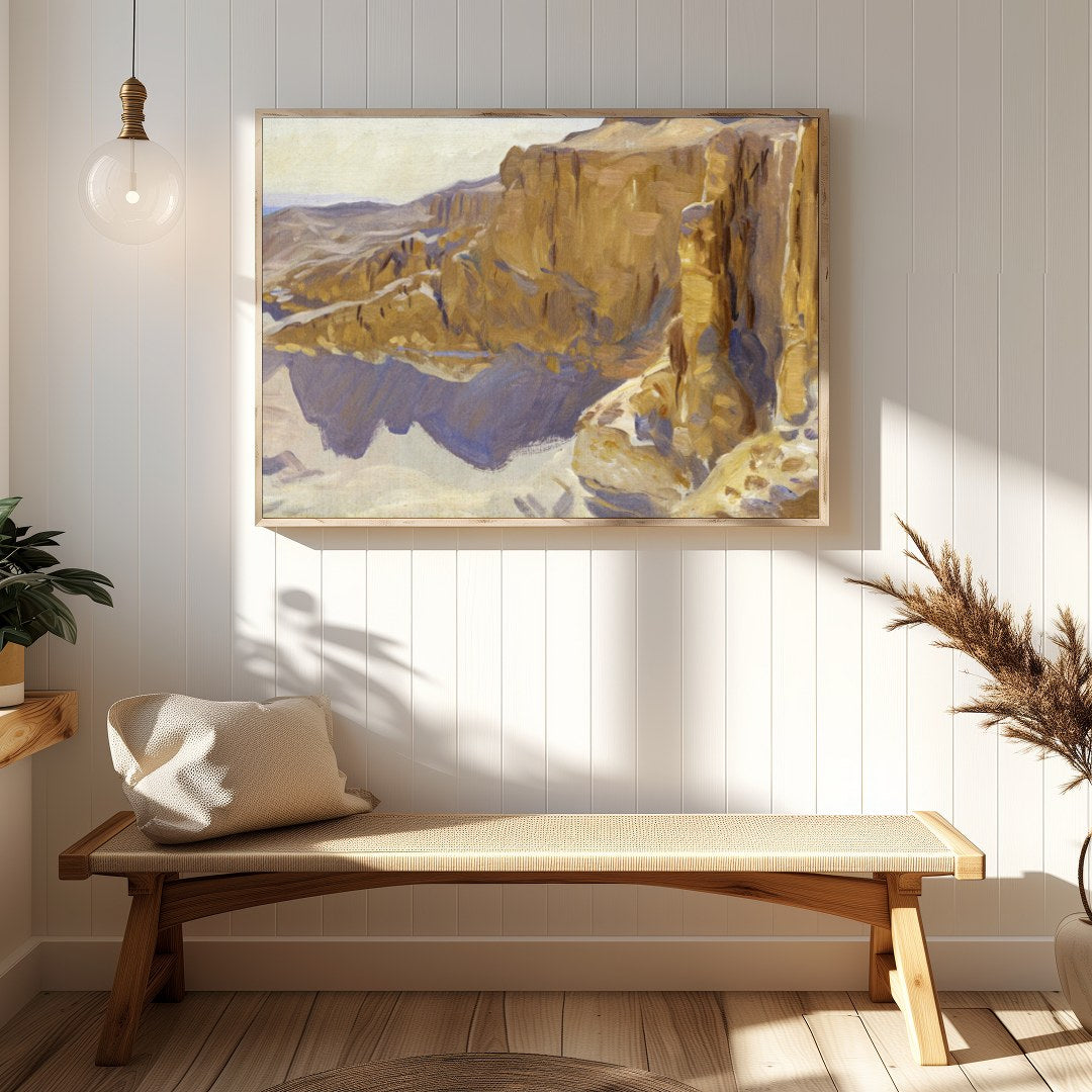 Immerse yourself in the tranquil beauty of this desert canyon landscape, where the golden rocks for Hallway