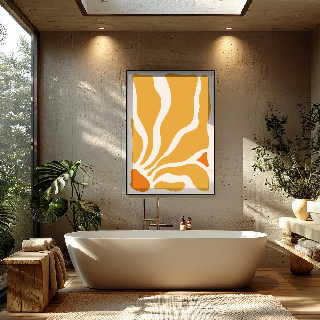 Elevate your space with the Golden Flow Abstract Canvas, a captivating piece that embodies the for Bathroom