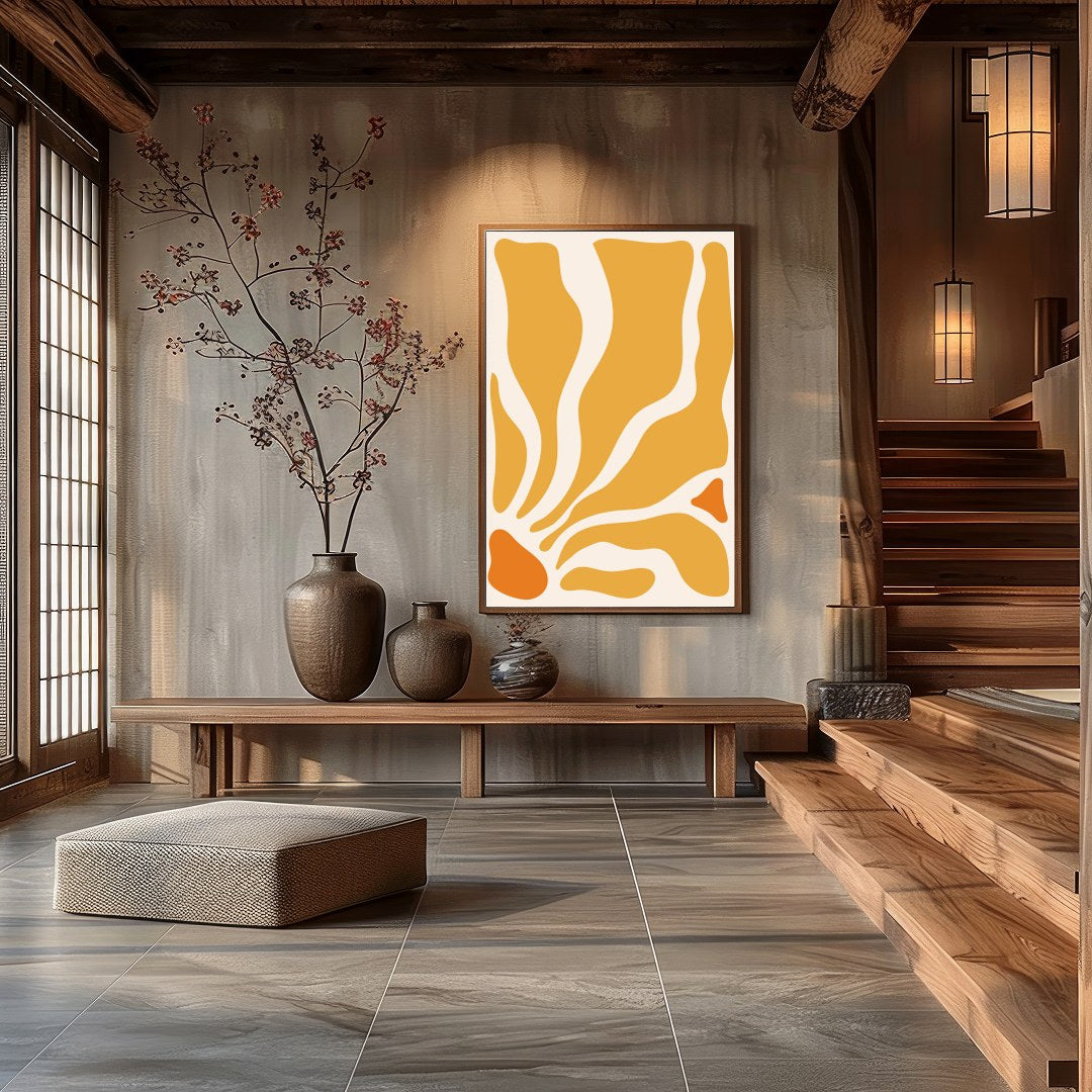 Elevate your space with the Golden Flow Abstract Canvas, a captivating piece that embodies the for Hall