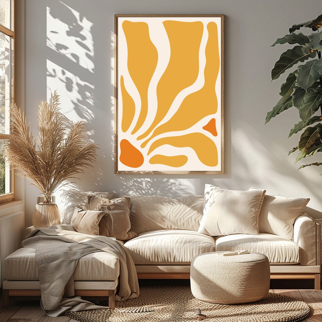 Elevate your space with the Golden Flow Abstract Canvas, a captivating piece that embodies the for Sitting Area