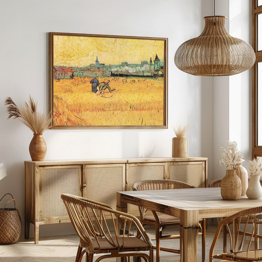 Immerse yourself in the warm, rustic tones of this captivating landscape painting. Depicting a for Dining