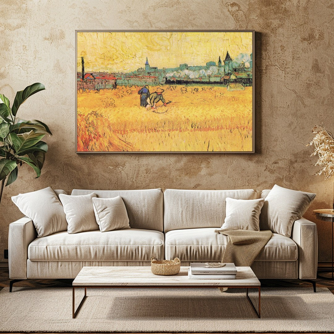 Immerse yourself in the warm, rustic tones of this captivating landscape painting. Depicting a for Family Room