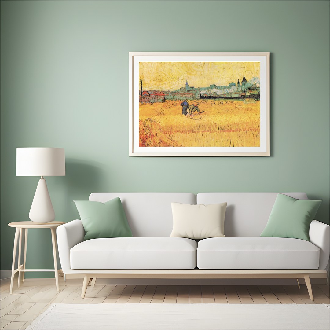 Immerse yourself in the warm, rustic tones of this captivating landscape painting. Depicting a for Hall