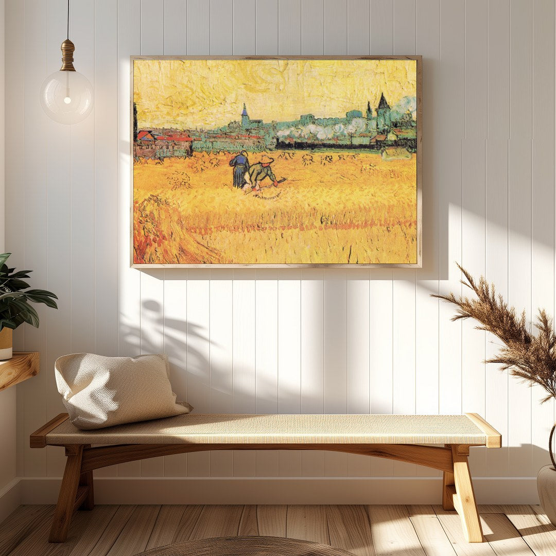 Immerse yourself in the warm, rustic tones of this captivating landscape painting. Depicting a for Hallway