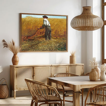 Bask in the tranquil beauty of a bygone era with this evocative landscape depicting a farmer at for Dining
