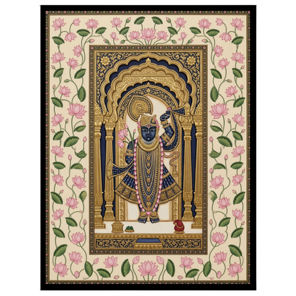 Experience the divine elegance of Shrinathji captured in regal attire, beautifully framed within for living-space